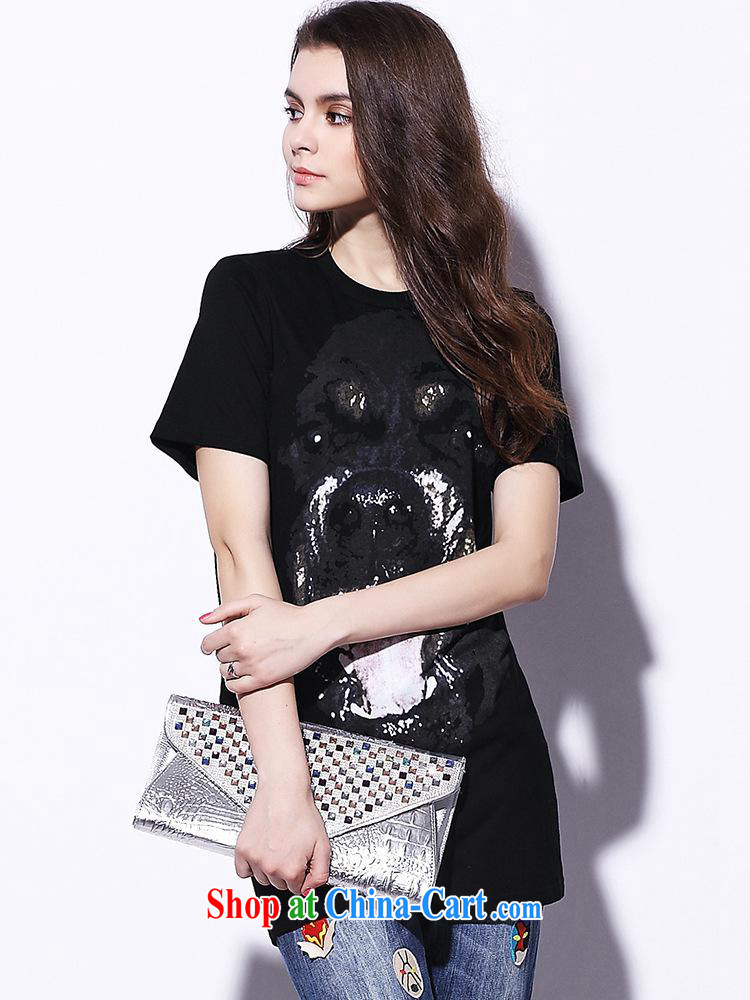 9 month dress * pre-sales in Europe and the female GVC 2015 summer, dog head stamp duty cotton T-shirts female short-sleeve 8794 B Black L pictures, price, brand platters! Elections are good character, the national distribution, so why buy now enjoy more preferential! Health