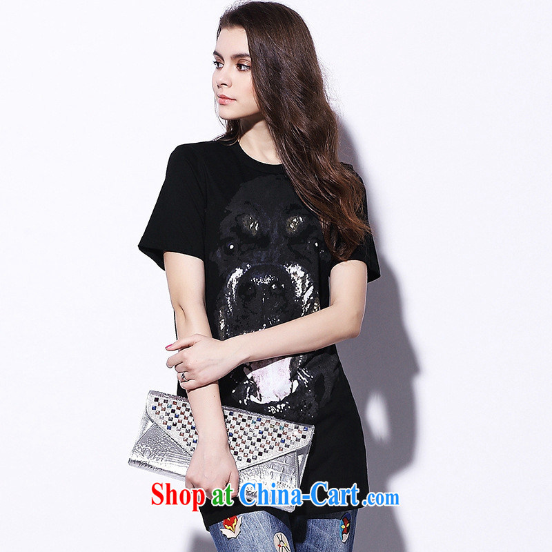 9 month dress * pre-sales in Europe and the female GVC summer 2015 dogs, stamp duty and pure cotton T-shirt girl short sleeve 8794 B Black L, A . J . BB, shopping on the Internet