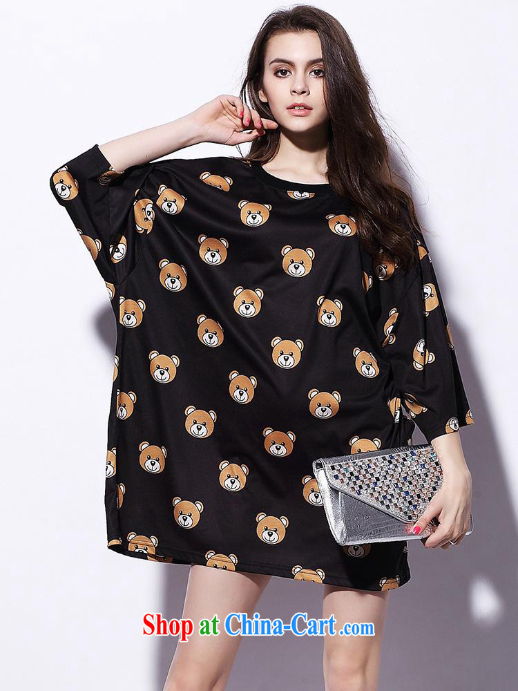 9 month dress * mos small bear stamp series 2015 spring and summer new ultra-large T-shirt stylish long loose fit T-shirt 8859 C black L pictures, price, brand platters! Elections are good character, the national distribution, so why buy now enjoy more preferential! Health