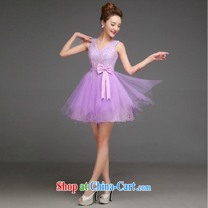 Purple short bridesmaid Kit 2015 new spring and summer beauty bridesmaid dresses in SISTER skirt, shoulder the dress skirt purple shoulders XL, the color is Windsor, shopping on the Internet