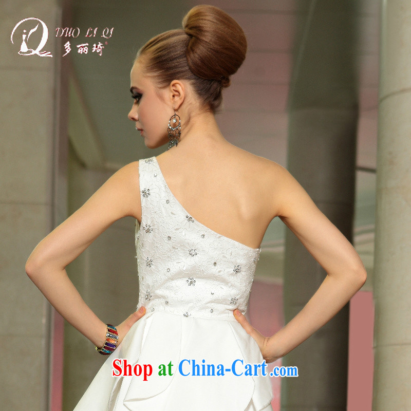 Multi-LAI Ki Europe Evening Dress White single shoulder bows small dress Evening Dress white L, Li Qi (Doris dress), online shopping