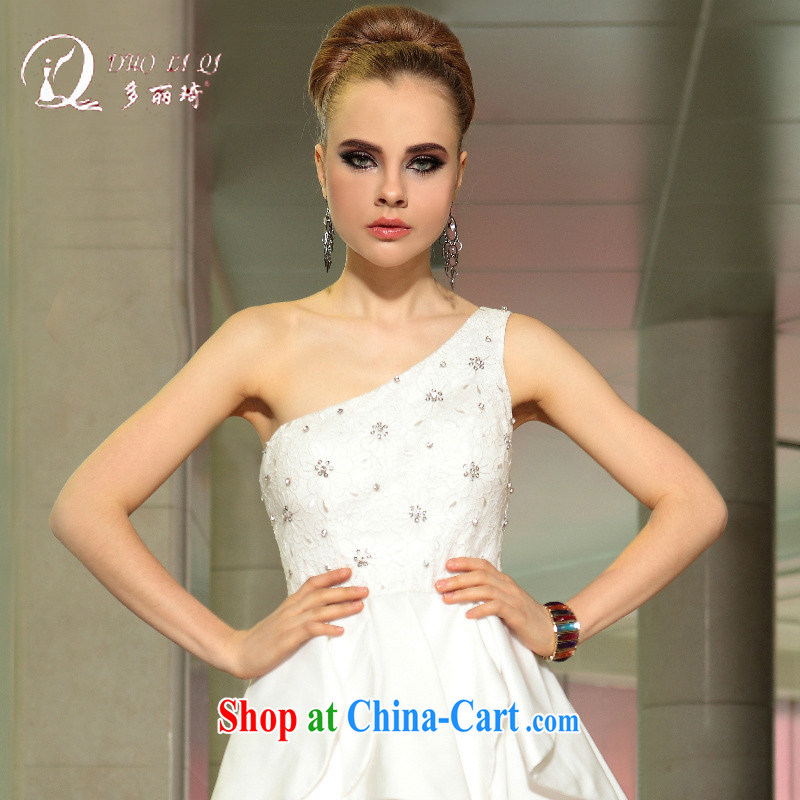 Multi-LAI Ki Europe Evening Dress White single shoulder bows small dress Evening Dress white L, Li Qi (Doris dress), online shopping