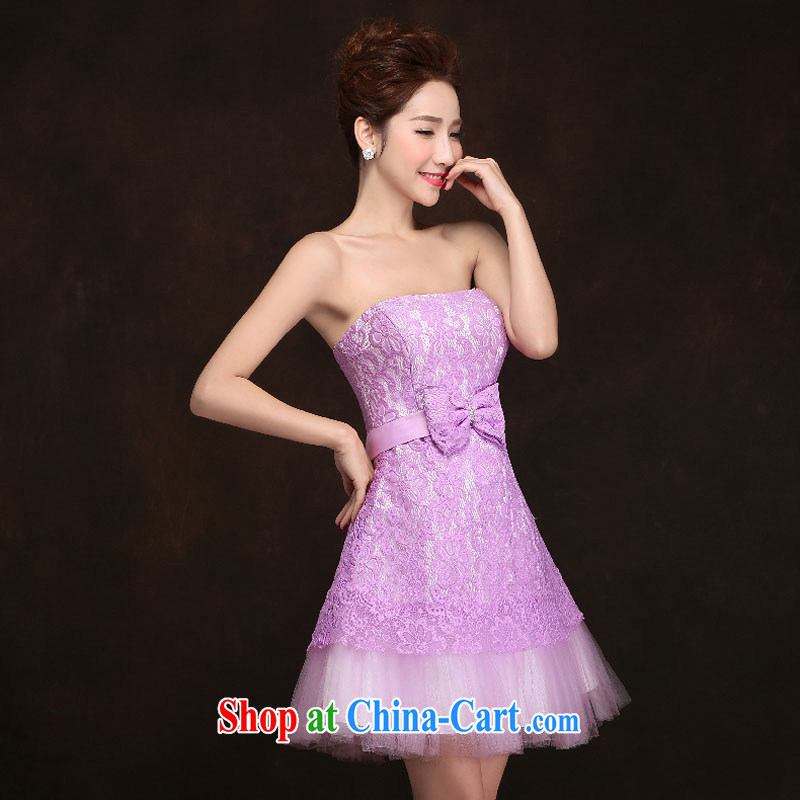 The china yarn and stylish 2015 new wedding dresses spring bridesmaid clothing purple evening dress short, sister's light purple. size does not accept return and china yarn, shopping on the Internet