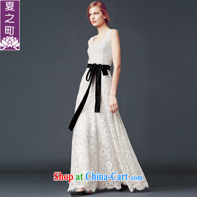 Summer in new towns in Europe and America, the elegant lace sleeveless beauty dress White Dress dress X L 5019
