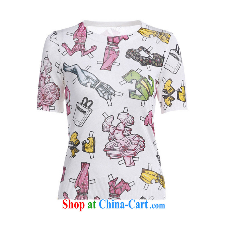 9 month dress _ 2015 summer European site new dress shirt T M home ice, sweet stamp short-sleeved shirt T BC 0503 white L
