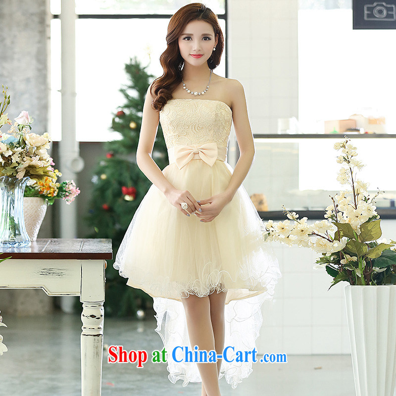 Floating love-ting 2015 spring and summer new marriages wedding dresses bridesmaid toast red cheongsam dress clothes before after short duration, Evening Dress pink XL crossed love Ting (PIAOAITING), online shopping