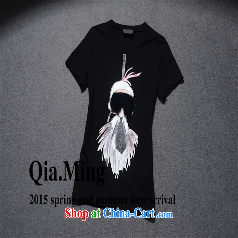 9 month dress * The European site 2015 spring female new cartoon Fox hair stitching knocked color beauty T-shirt cotton shirt T GC 3093 black L, A . J . BB, shopping on the Internet