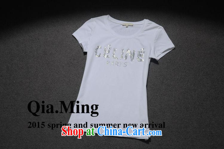 9 month dress * The European site 2015 spring female new big letters to the hot drill tile beauty T-shirt cotton Tgc 3094 white L pictures, price, brand platters! Elections are good character, the national distribution, so why buy now enjoy more preferential! Health