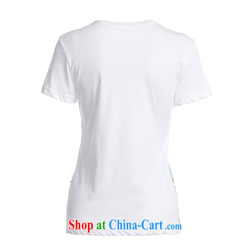 9 month dress * 15 summer at the high-end boutique and stylish women's clothing new round-collar silk short-sleeved stamp duty T shirt short-sleeved BC 2803 white XL, A . J . BB, shopping on the Internet