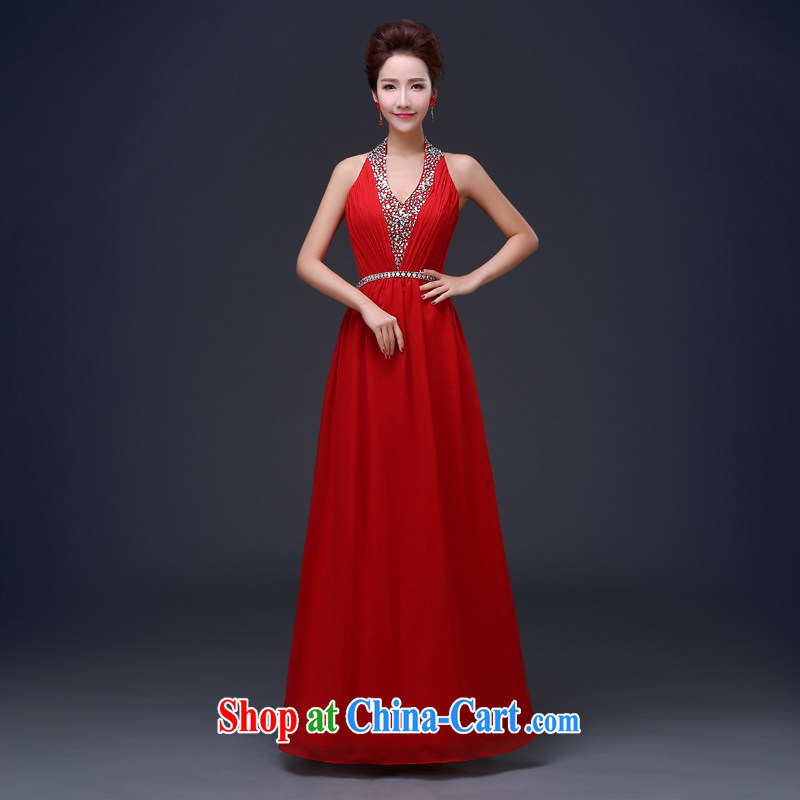 Jie MIA bridal dresses serving toast spring 2015 new stylish V collar purple beauty with banquet dress long red XXXL