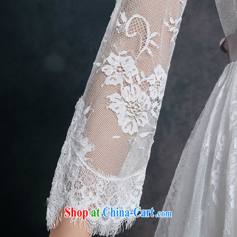 fall and winter long-sleeved lace bridesmaid dress 2015 new white wedding banquet dress short dress annual skirt white XL, the color is still Windsor, shopping on the Internet