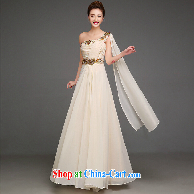 Summer 2015 new year Korean dress single shoulder graphics thin marriage bridesmaid sisters served as short wedding dress champagne color long XL