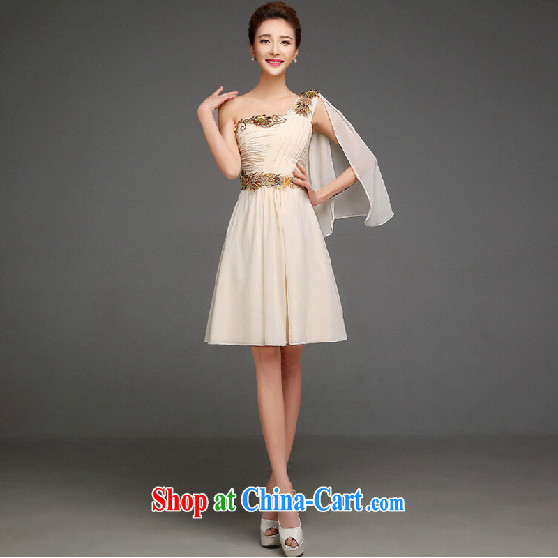 Summer 2015 new year Korean dress single shoulder graphics thin marriage bridesmaid sisters served as short wedding dress champagne color long XL, the color is Windsor, shopping on the Internet