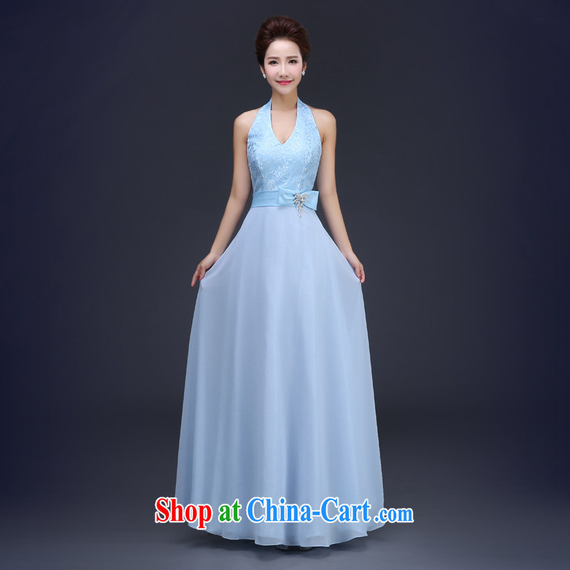 Jie MIA moderator wedding dress winter toast Service Bridal spring graphics thin female blue banquet dress long beauty blue in Europe and America is also A L