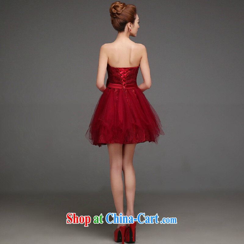 2015 new spring and summer bridal toast clothing stylish graphics thin short bridal dresses wedding beauty dress wine red short XL, the color is Windsor, shopping on the Internet
