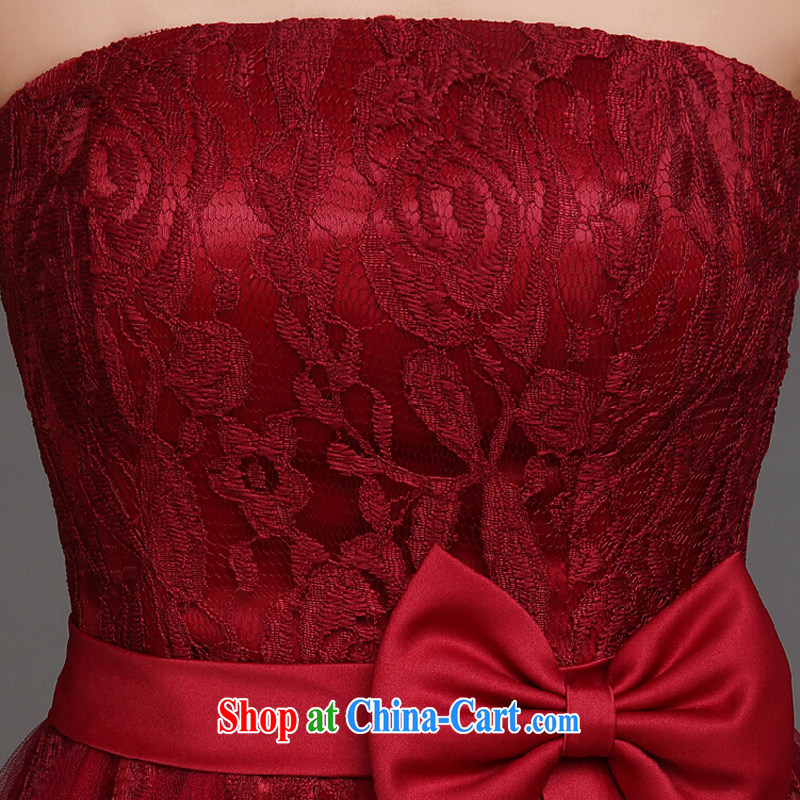 2015 new spring and summer bridal toast clothing stylish graphics thin short bridal dresses wedding beauty dress wine red short XL, the color is Windsor, shopping on the Internet