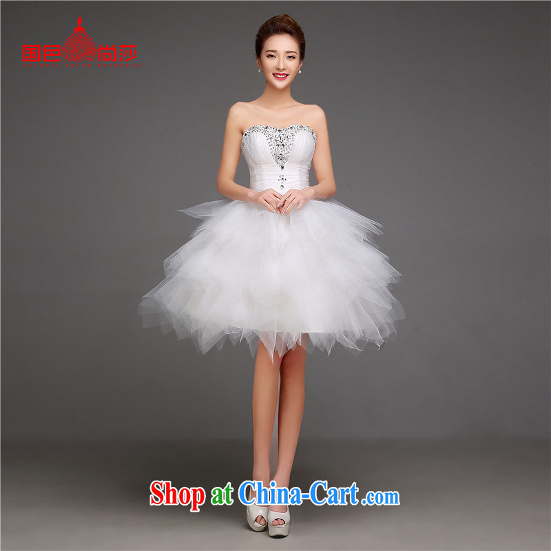 Evening Dress 2015 new summer Korea erase annual chest dress short shaggy dress banquet sister skirt small dress girls white XL