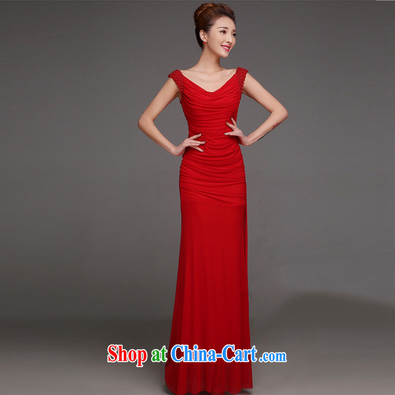 Marriages served toast red long wedding dresses 2015 stylish new beauty dress spring and summer red s