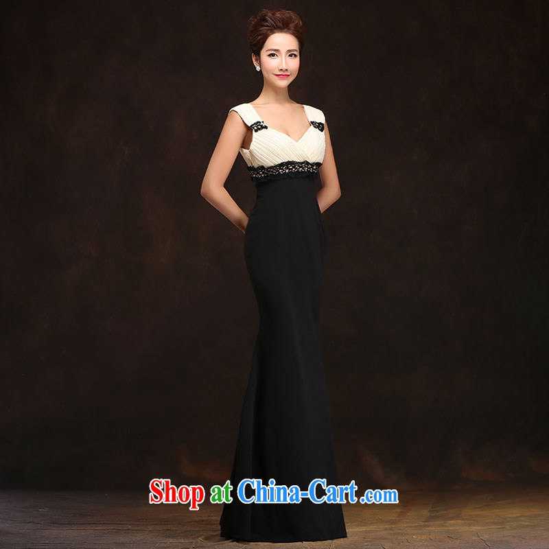The china yarn 2015 new wedding dresses at Merlion Korean V for a field shoulder bridal toast the long evening dress dress dress black XL