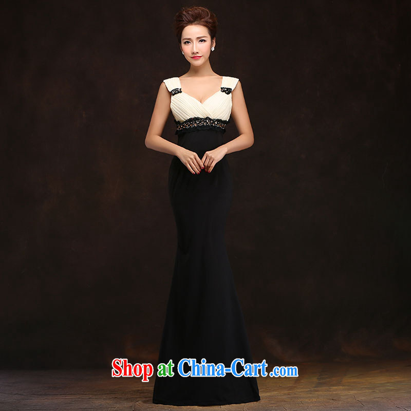 The china yarn 2015 new wedding dresses at Merlion Korean V for a field shoulder bridal toast the long evening dress dress black XL and china yarn, and, on-line shopping