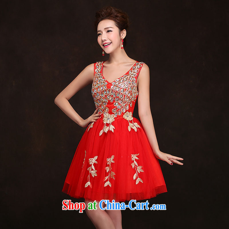 The china yarn 2015 new stylish bridal dresses, short marriage the wedding dress banquet red toast serving the code short skirt red XXL