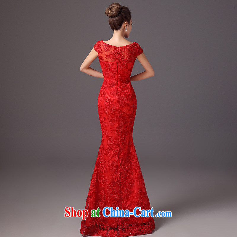 Spring and Summer, Autumn 2015 new stylish bridal dresses the Field shoulder crowsfoot Sau San wedding toast serving long red evening dress red M, the color is Windsor, online shopping