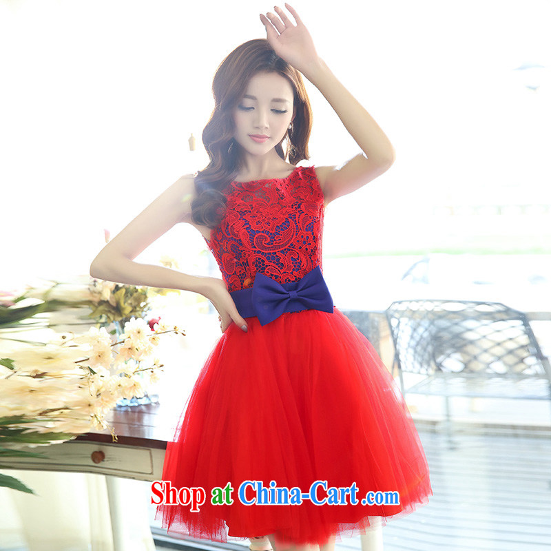 Floating love Ting wedding dresses new 2015 spring and summer red wiped his chest marriages tie dress girls toast serving bridesmaid clothing red with blue XXL