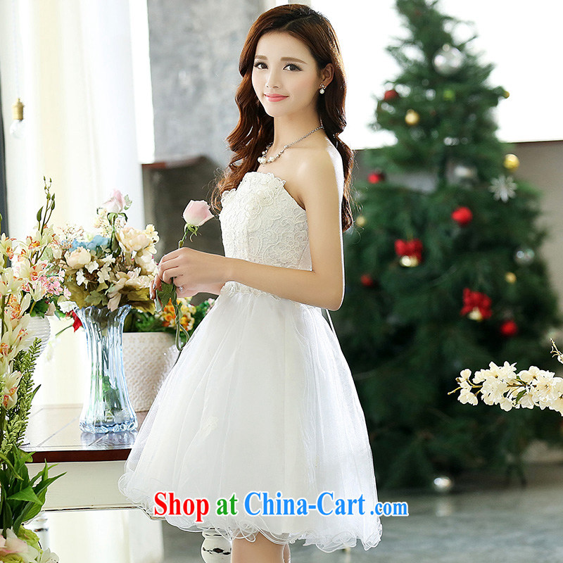 Floating love Ting 2015 new Korean version wiped his chest short wedding dresses bridesmaid sisters served as evening dress girls white XL