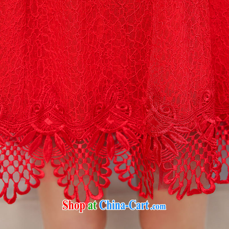 Floating love Ting 2015 new small red dress toast Service Bridal lace short dress beauty Evening Dress red XXL crossed love Ting (PIAOAITING), online shopping