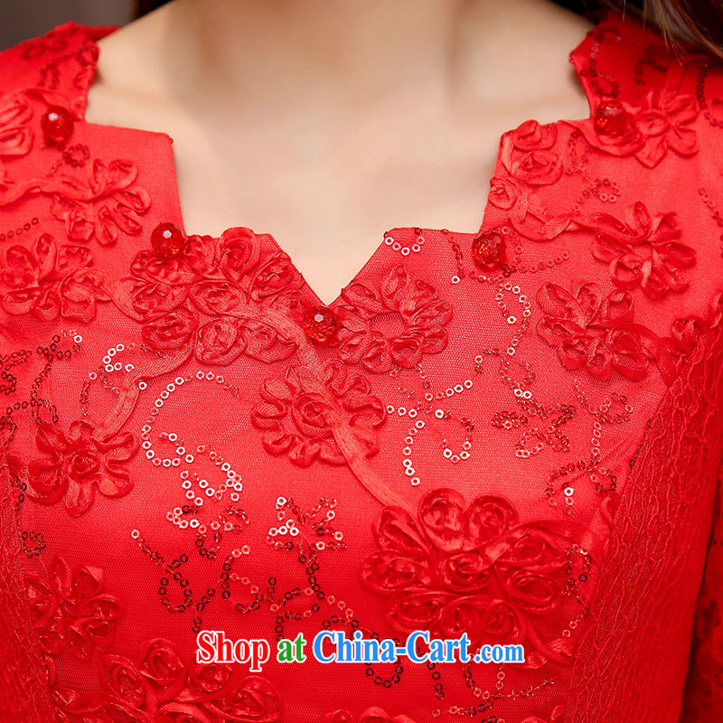 Floating love Ting 2015 spring new graphics thin bridal toast serving the red lace long-sleeved dresses back door clothing dress red XXL crossed love Ting (PIAOAITING), online shopping