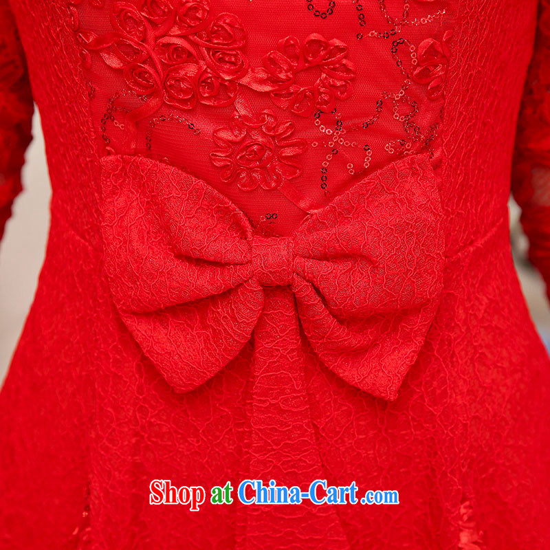 Floating love Ting 2015 spring new graphics thin bridal toast serving the red lace long-sleeved dresses back door clothing dress red XXL crossed love Ting (PIAOAITING), online shopping