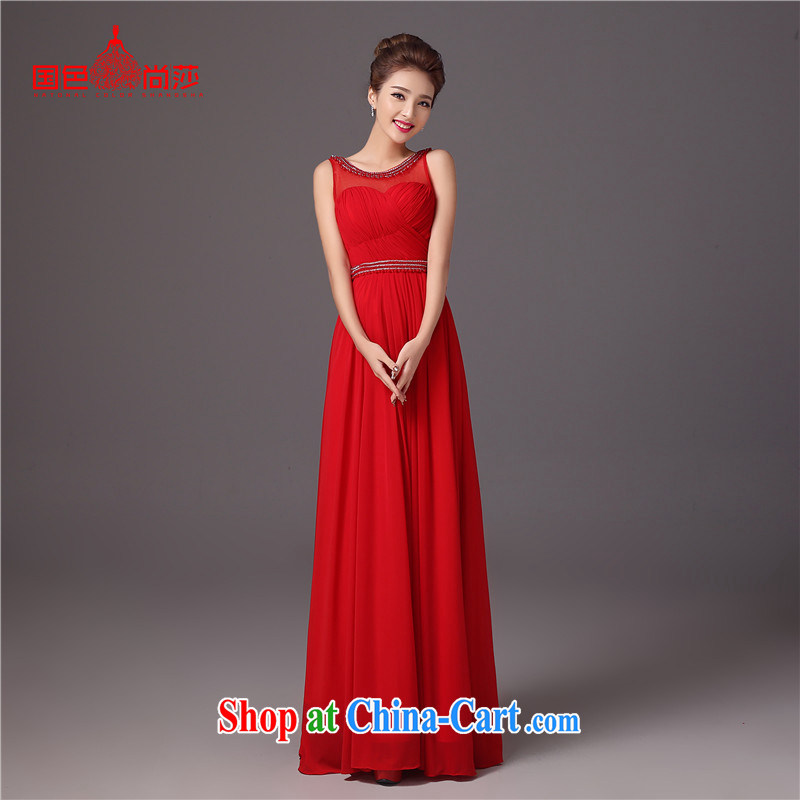 Marriages served toast red long wedding dresses 2015 stylish new beauty dress summer dress red XXL