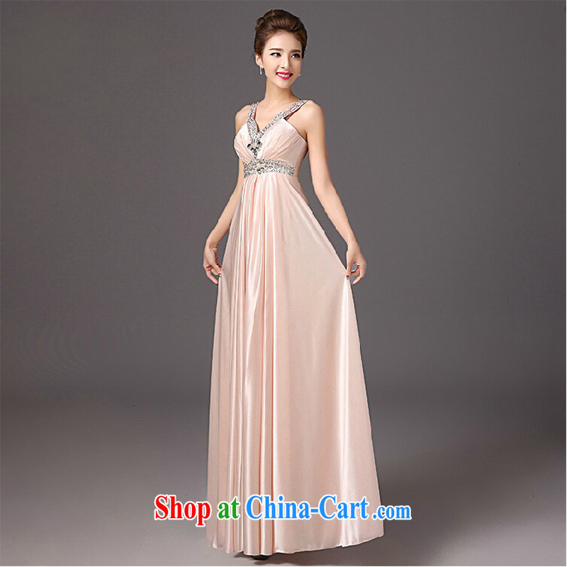 2015 new summer bridesmaid dress long dual-shoulder Deep V annual small dress dress dress beauty dress pink XXL, the color is Windsor, shopping on the Internet