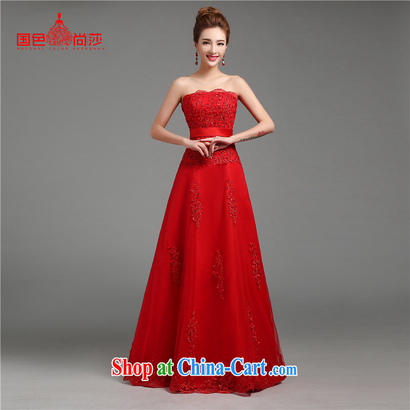 Spring and Summer bridal toast service 2015 new marriage long evening dress stylish beauty chest bare dress red L
