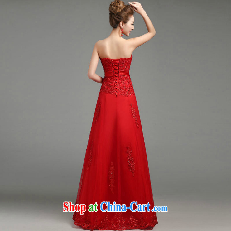 Spring and Summer bridal toast service 2015 new marriage long evening dress stylish beauty chest bare dress red L, the color is Windsor, online shopping