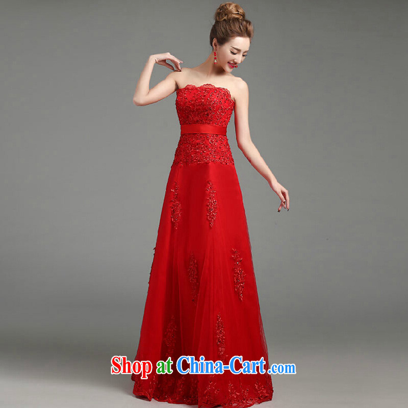 Spring and Summer bridal toast service 2015 new marriage long evening dress stylish beauty chest bare dress red L, the color is Windsor, online shopping