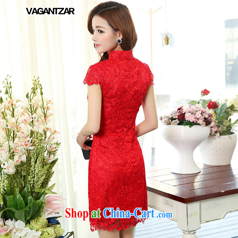 2015 VAGANTZAR New Red lace bridal dresses toast clothing fashion dresses crowsfoot long gown beauty 1502 XXL, VAGANTZAR, shopping on the Internet