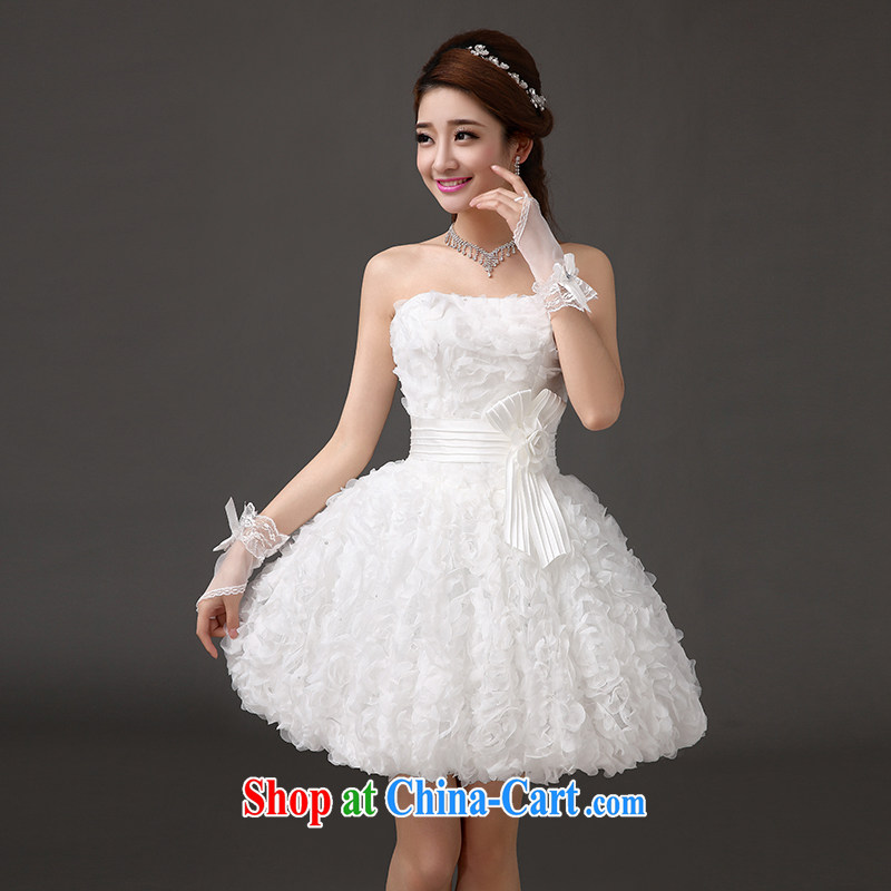 The china yarn 2015 stylish and sweet little dress lace flowers dress Princess lantern skirt bridal short wedding dresses bridesmaid dress stage debut white. size does not accept return