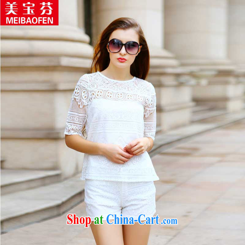 Mei-po, in Europe and America 2015 new women with stylish lounge spring two-piece of Yuan Hong Kong small wind shorts Package white XL, Mei-po Leung, shopping on the Internet