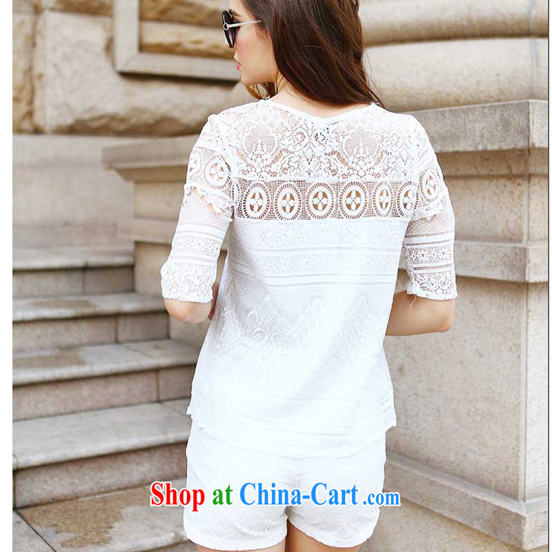 Mei-po, in Europe and America 2015 new women with stylish lounge spring two-piece of Yuan Hong Kong small wind shorts Package white XL, Mei-po Leung, shopping on the Internet