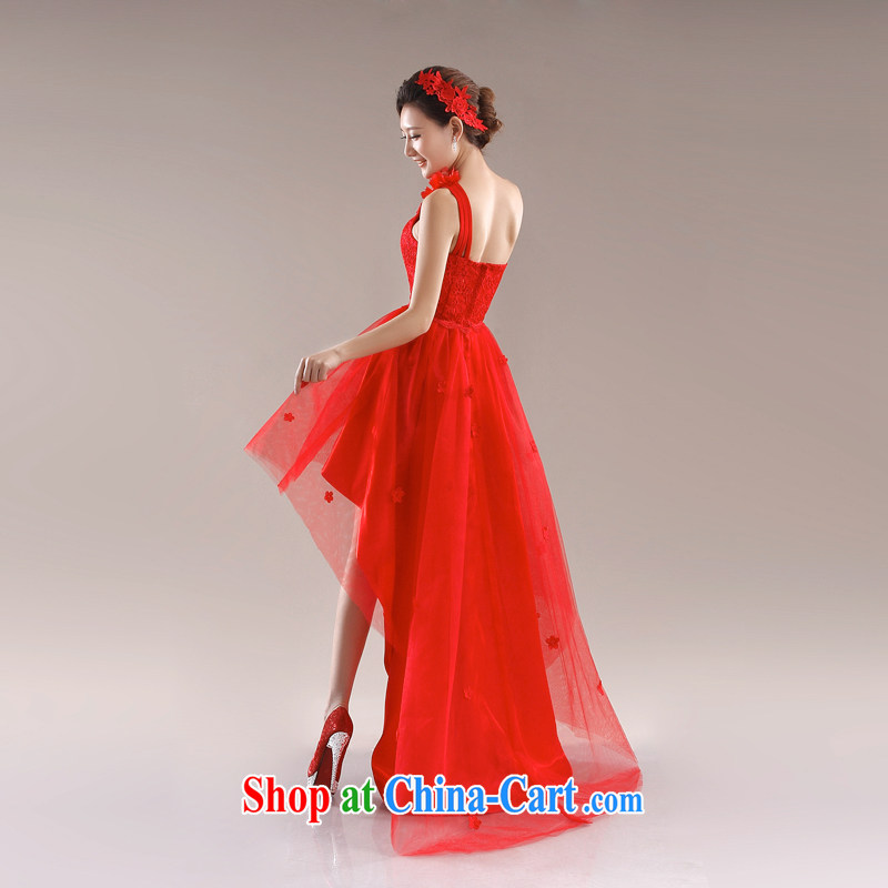 The Champs Elysees, as soon as possible, high-end Magenta lace single shoulder dress uniform toasting bride marriage after a long small-tail 2015 new stylish wedding red XXL, Hong Kong, and, shopping on the Internet