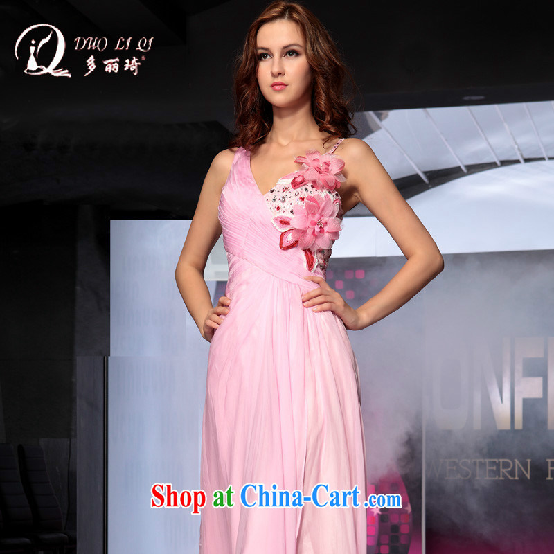 Multi-LAI Ki pink, shoulder a shoulder dress evening banquet wedding dress pink M, Li Qi (Doris dress), shopping on the Internet