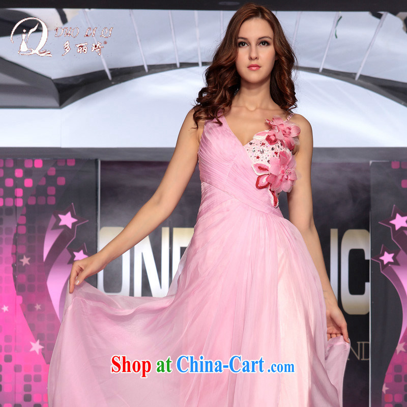 Multi-LAI Ki pink, shoulder a shoulder dress evening banquet wedding dress pink M, Li Qi (Doris dress), shopping on the Internet