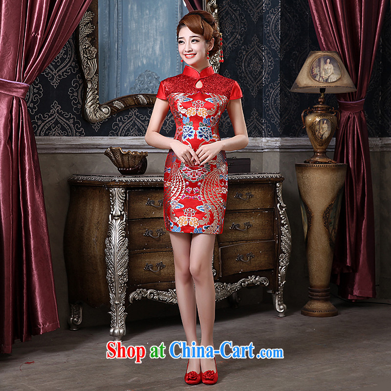 The china yarn spring 2015 new dresses bridal Red Beauty serving toast the doors classic improved cloud Kam short cheongsam Red. size do not accept return, the China yarn, shopping on the Internet