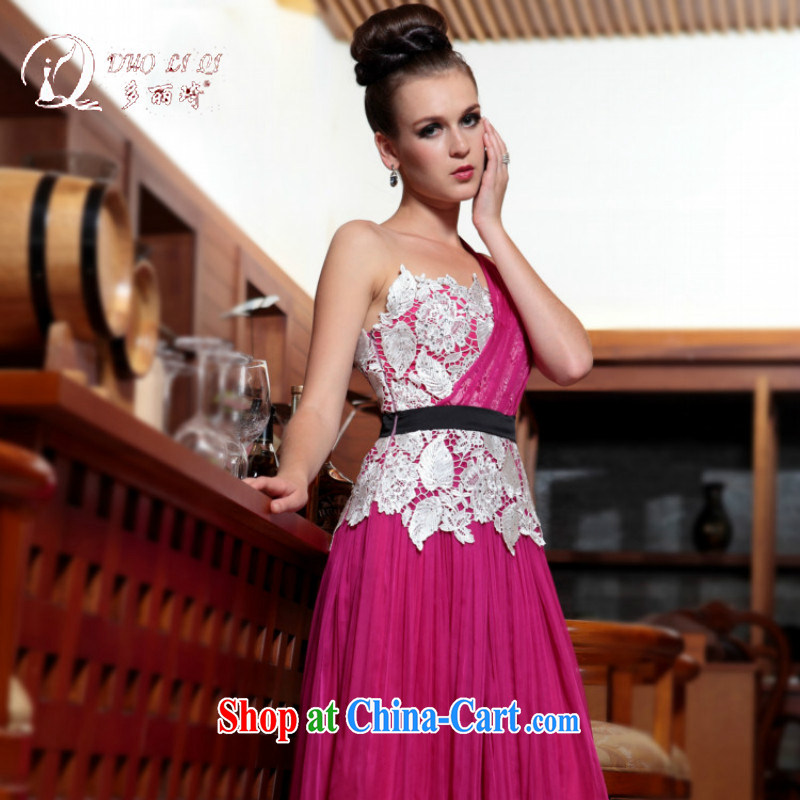 Multi-LAI Ki Europe Evening Dress exclusive evening dress, Qi 2015 new pink, shoulder-length, rose red XXL, Li Qi (Doris dress), online shopping