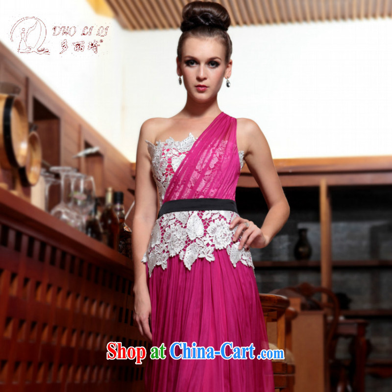 Multi-LAI Ki Europe Evening Dress exclusive evening dress, Qi 2015 new pink, shoulder-length, rose red XXL, Li Qi (Doris dress), online shopping
