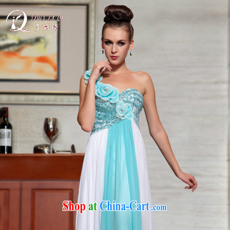 Multi-LAI Ki Europe Evening Dress bride's back-door dress short bridesmaid dress light blue L, Li Qi (Doris dress), online shopping