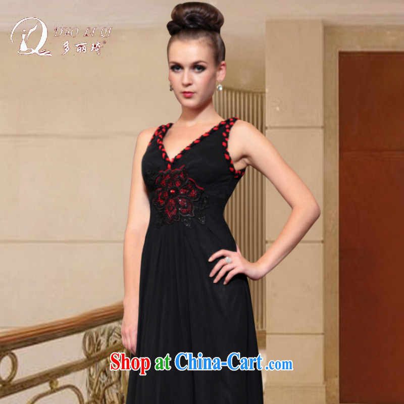 Multi-LAI Ki Europe dress deep black Evening Dress banquet focus shoulders with short dresses, small dress black L