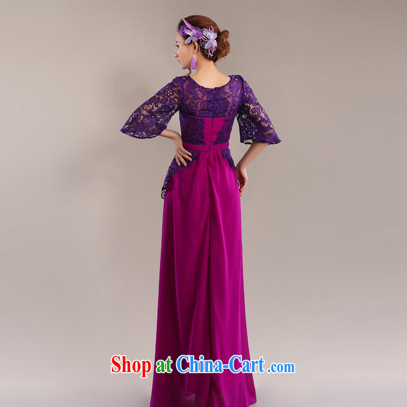 The Champs Elysees, as soon as possible, the cuff lace Evening Dress dress bridal wedding toast served long and the elegant late binding wedding dress sexily purple XXL, Hong Kong, and, shopping on the Internet