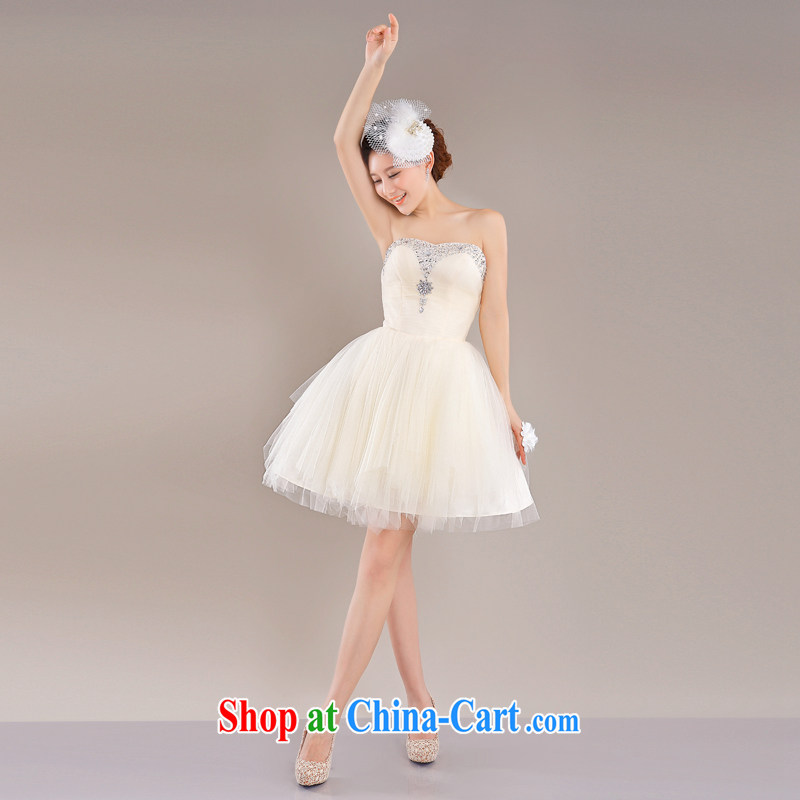 The Champs Elysees, as soon as possible, sister bridesmaid fashion in short, Princess shaggy skirts New Evening Banquet annual chest bare minimum dress dresses champagne color XXL, Hong Kong, and that, on-line shopping